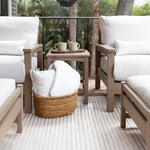 Berlin Gardens Camden Club Chairs with two Camden Ottomans and an End Table in Weatherwood