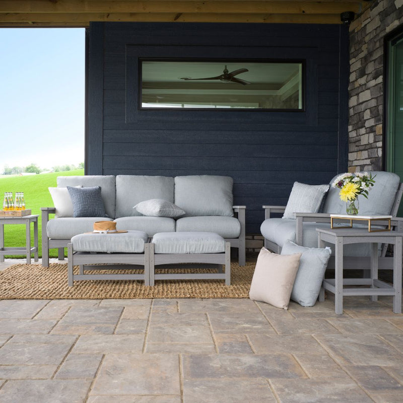 Camden in Driftwood with Iona Spa Cushions - Sofa, Loveseat, End Table, Ottoman