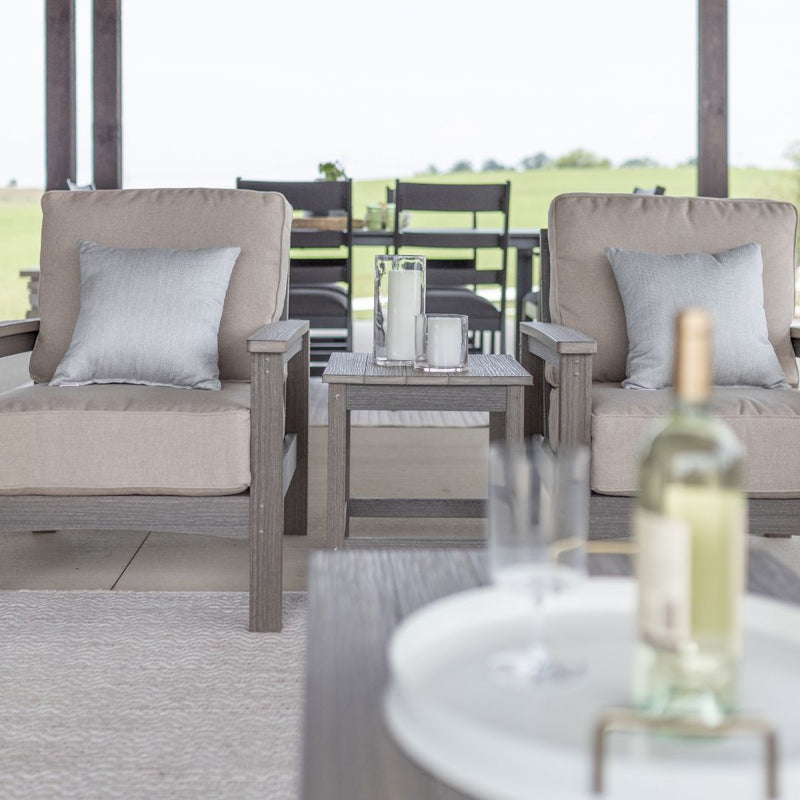 Camden Club Chairs + Camden End Table + Camden Coffee Table in Driftwood Gray
