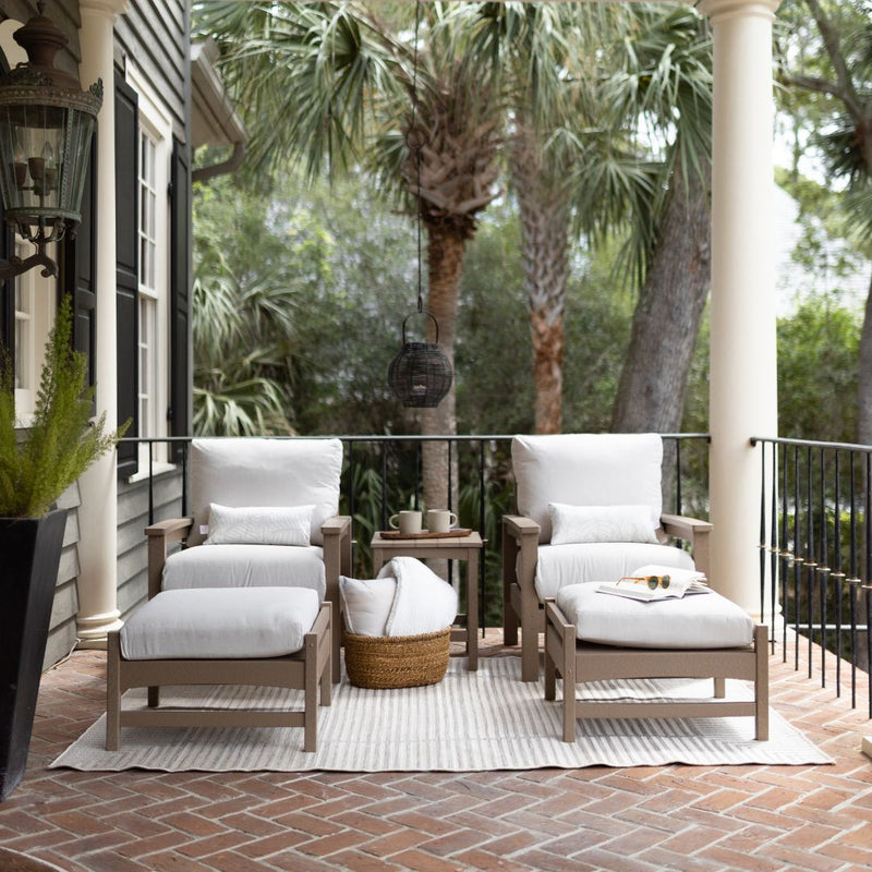 Berlin Gardens Camden Club Chairs, End Table, Ottomans in Weatherwood