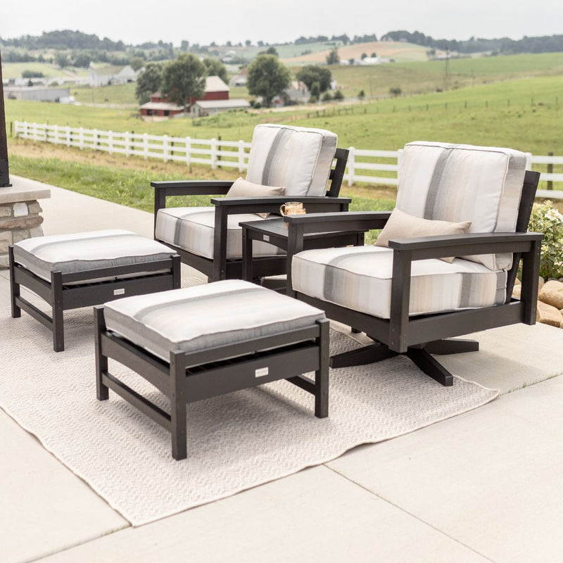 Berlin Gardens Camden Swivel Rockers and Ottomans in Black