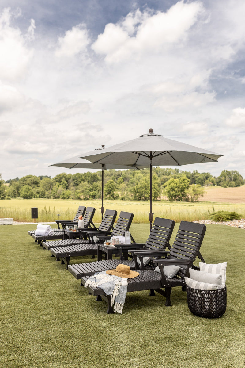 Casual Back Chaise Lounges and Rectangular End Table in Black