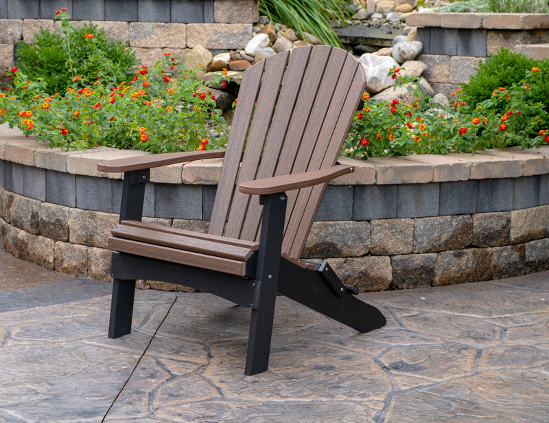 Berlin Gardens Comfo Back Folding Adirondack Chair - Brazilian Walnut on Black