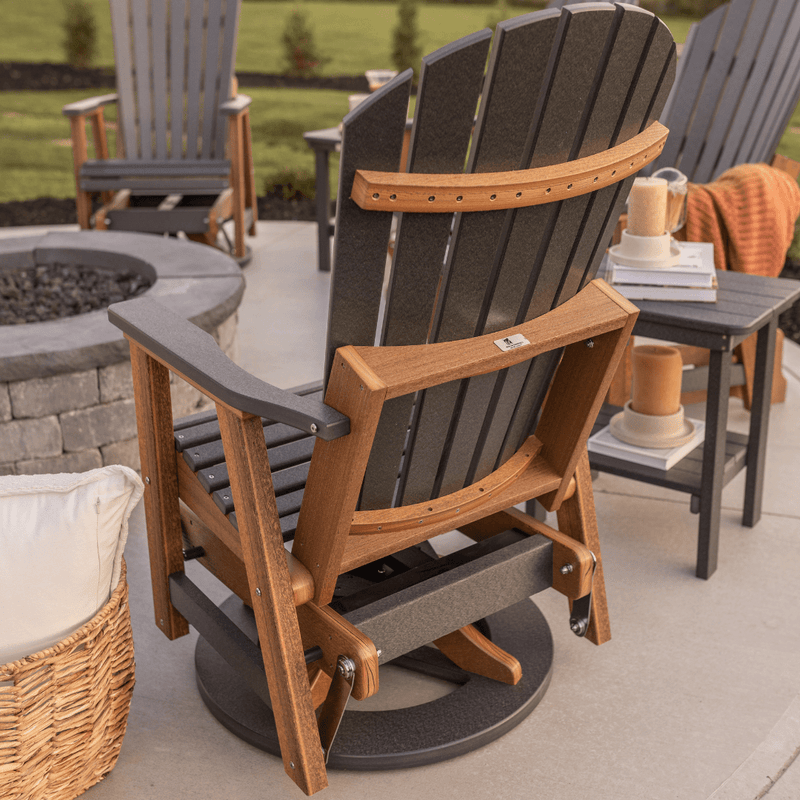 Berlin Gardens Comfo Back Single Glider - Smoke Gray on Antique Mahogany