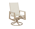 Vida High Back Sling Swivel Rocker Dining Chair in Sahara Speckle with White Poly Arms and Sailing Salt Sling