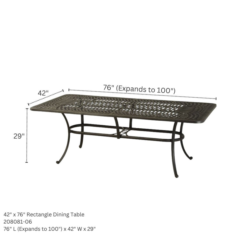 Hanamint Mayfair 42" x 76" Rectangular Extension Table | Expands to 100" - Sullivan Hardware & Garden