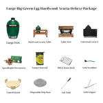 Large Big Green Egg Hardwood Acacia Table Deluxe Package - Sullivan Hardware & Garden